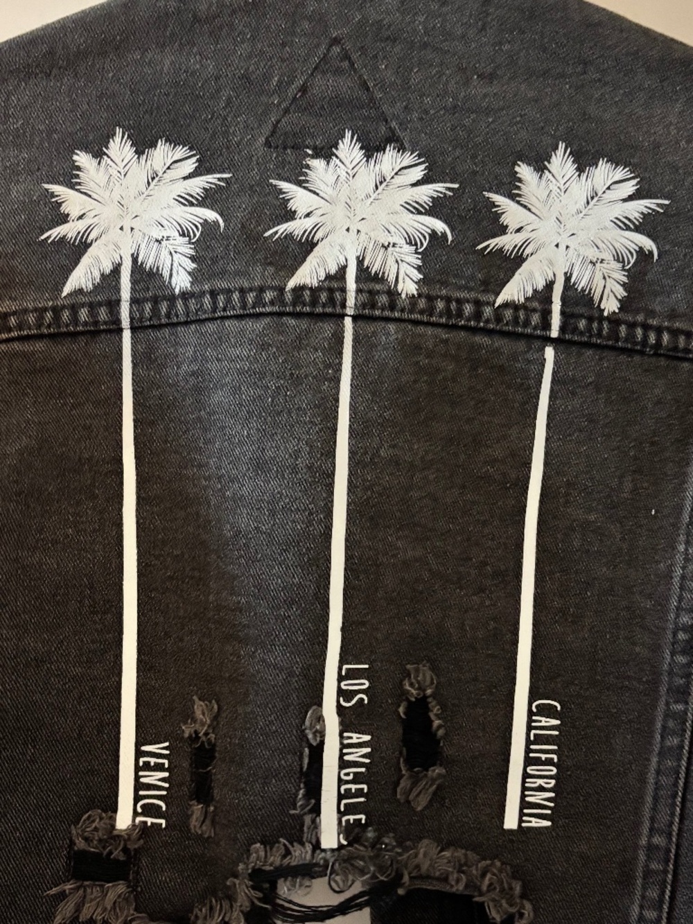 Distressed Black Denim California Jacket - one of a kind
